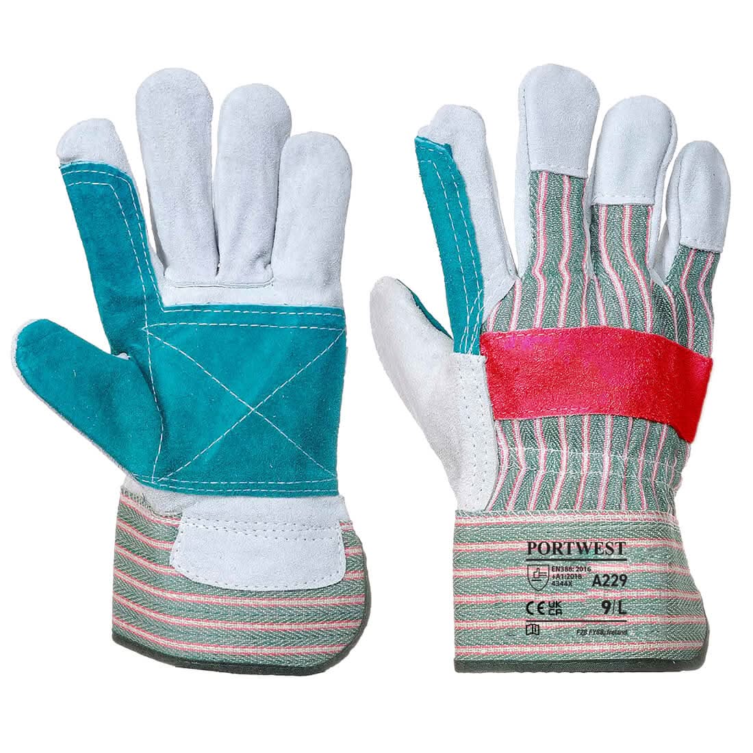 Portwest Classic Double Palm Rigger Glove A229 - Green XL - Customisable Hand Protection