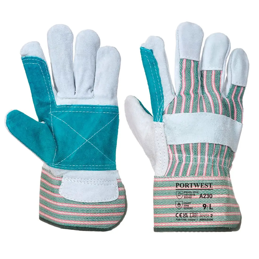 Leather Rigger 365 Cow Split Reinforced Palm Glove A230 - Grey - Customisable Leather Driver and Rigger Gloves