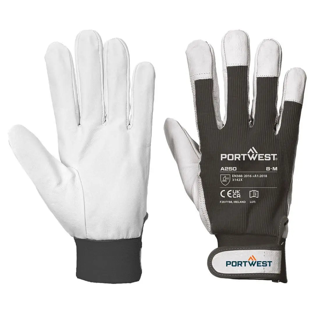 Leather 110 Grain Palm Mechanical Glove A250 - Black XXL - Customisable Leather Driver and Rigger Gloves
