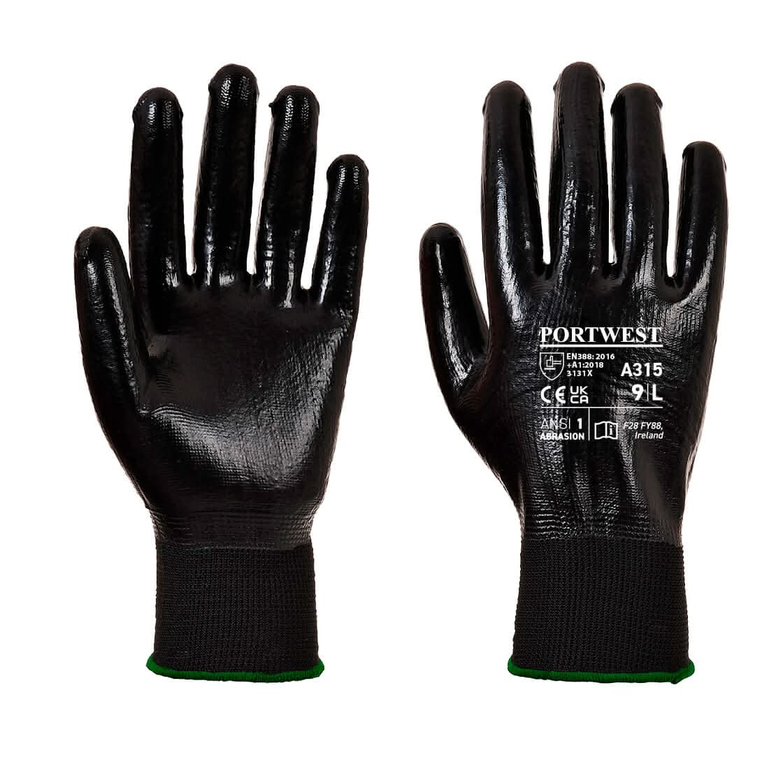 Portwest All Flex Grip Glove A315 - Black - Customisable Hand Protection