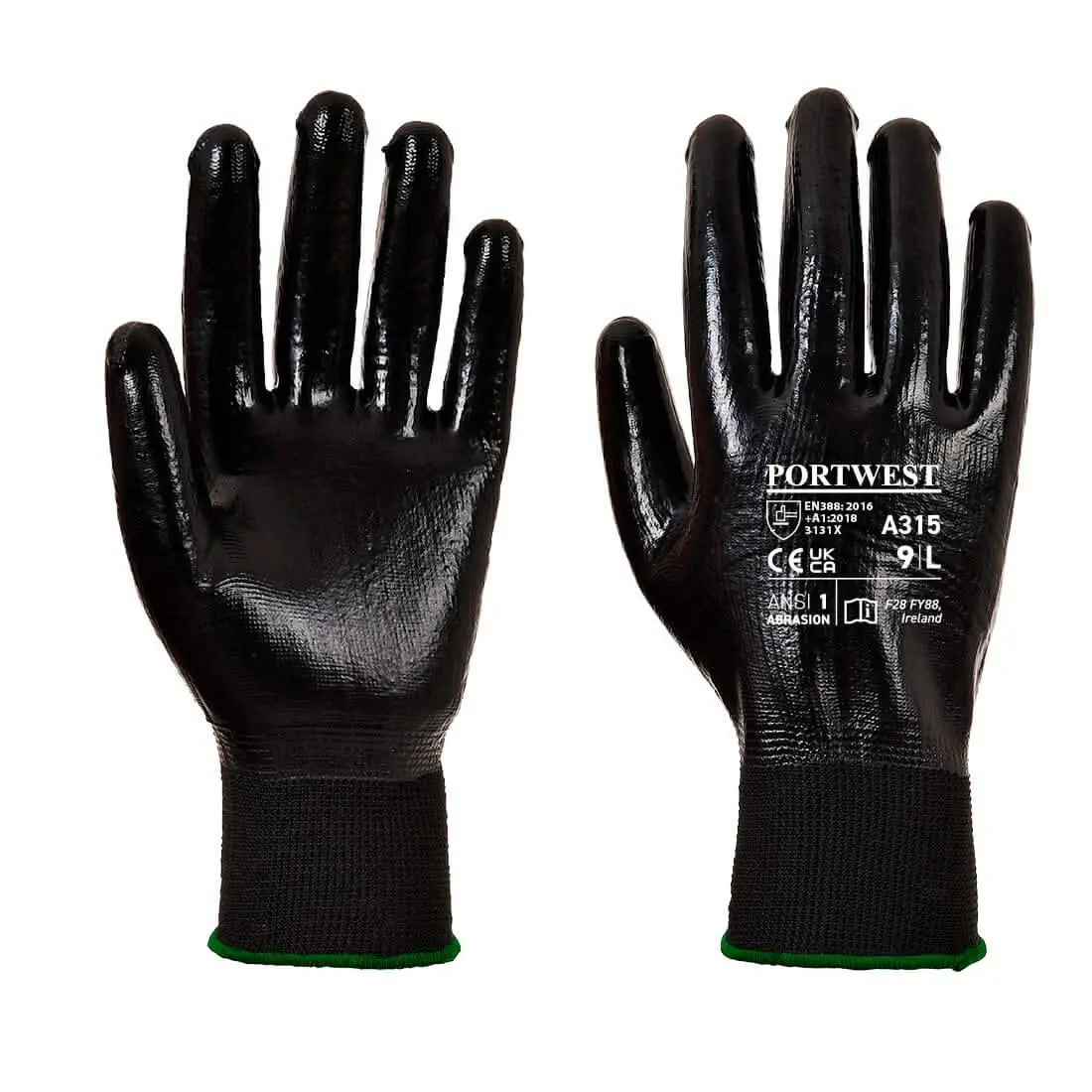 Grip 13 Full Coating Nitrile Glove A315 - Black - Customisable Grip Gloves