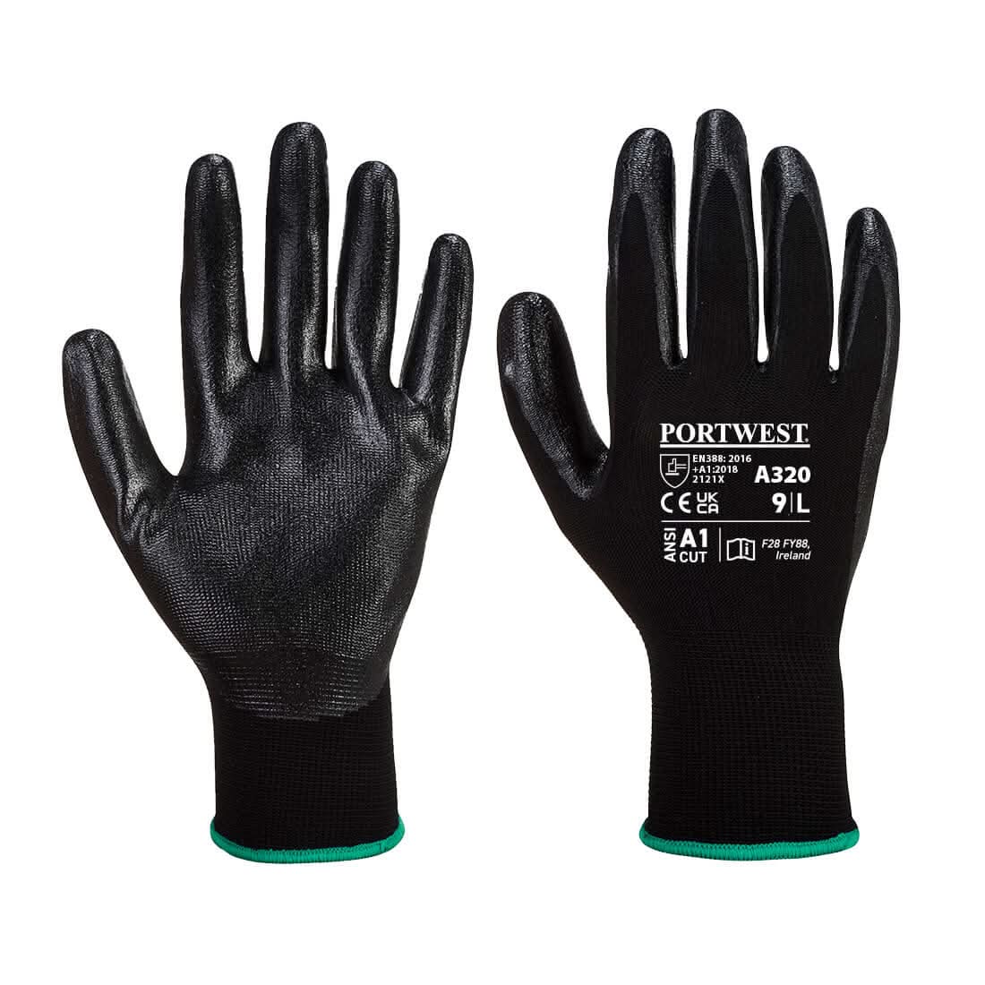 Portwest Dexti Grip Glove A320 - Black - Customisable Hand Protection