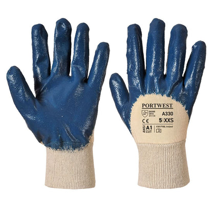 Portwest Nitrile Light Knitwrist A330 - Navy - Customisable Hand Protection