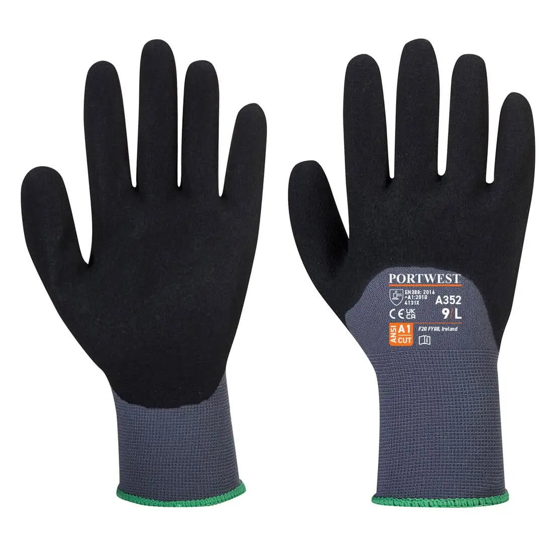 Grip 15 Nitrile Sandy 3/4 Palm Glove A352 - Grey Black - Customisable Grip Gloves