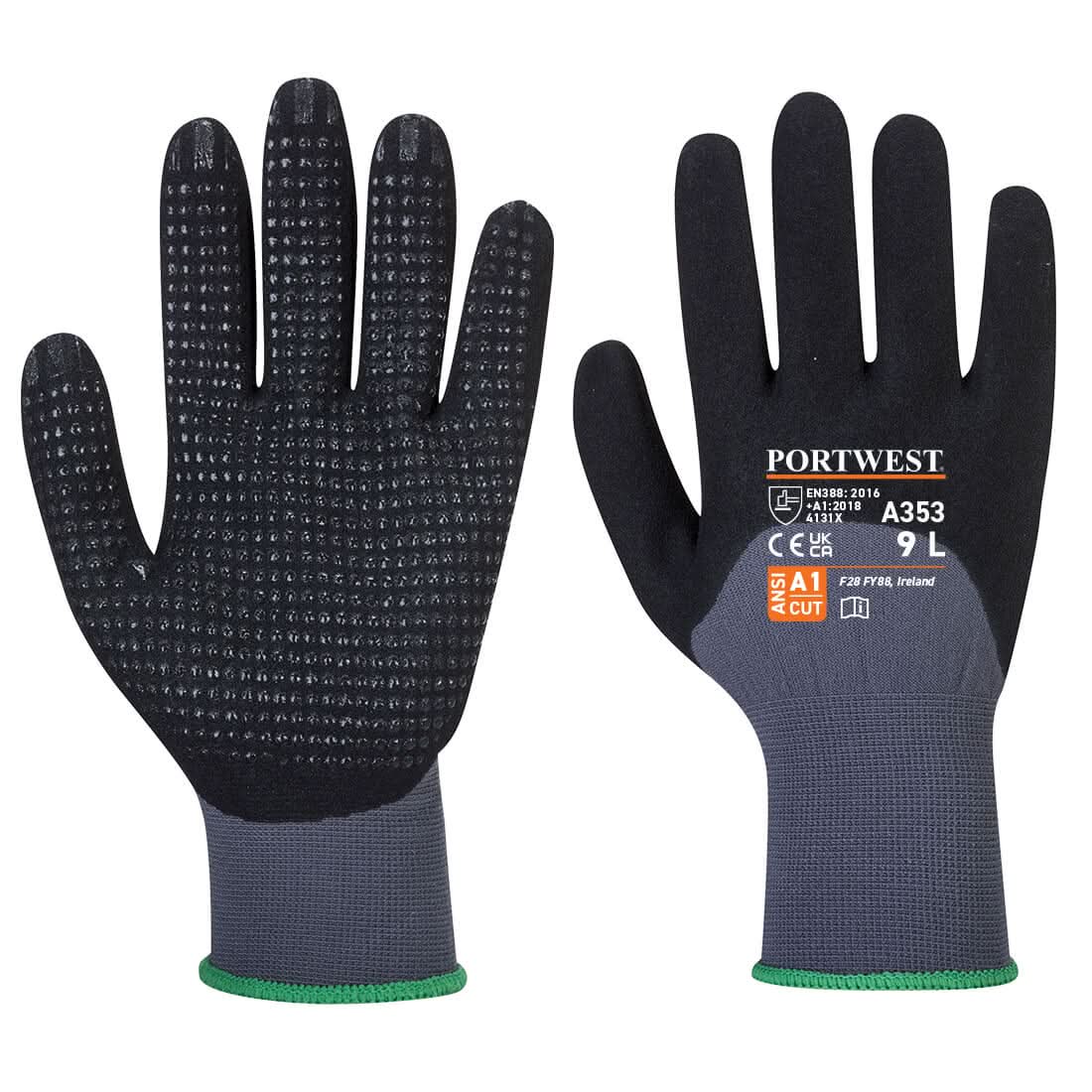 Portwest Dermiflex Ultra Plus Glove A353 - Grey Black - Customisable Hand Protection