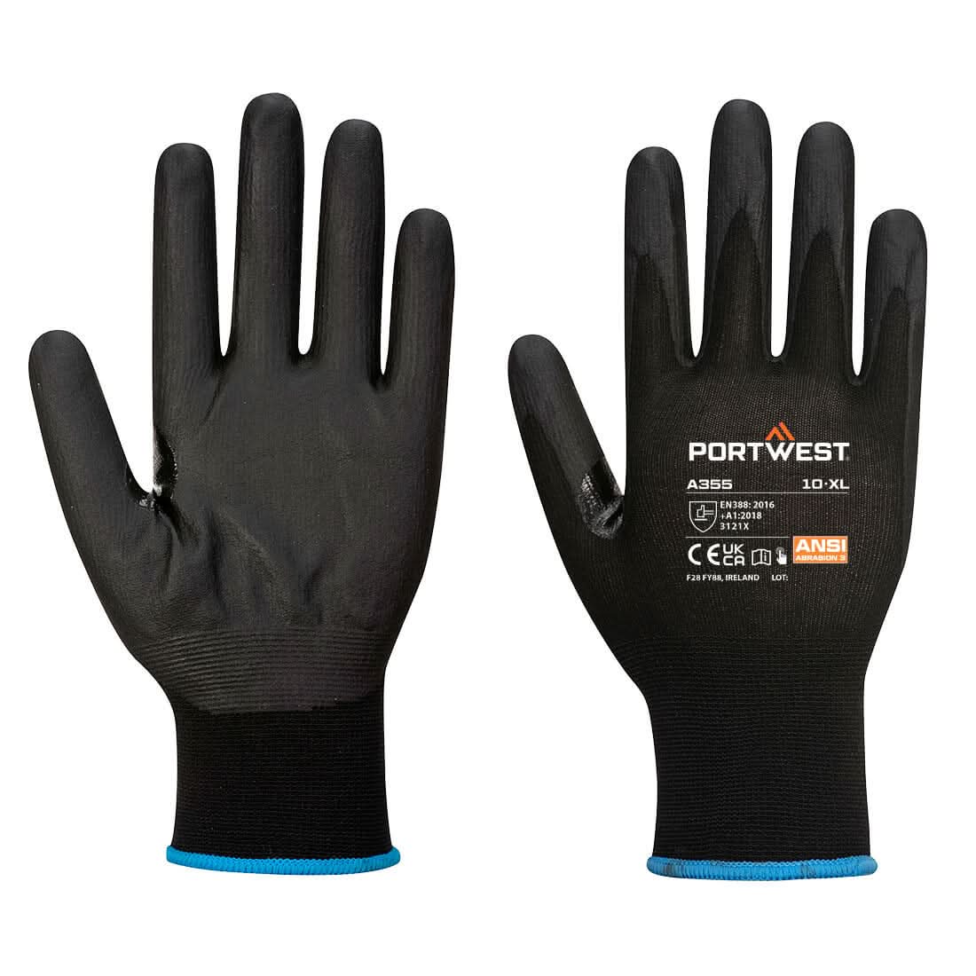 Portwest Npr15 Nitrile Foam Touchscreen Glove Pk12 A355 - Black - Customisable Hand Protection