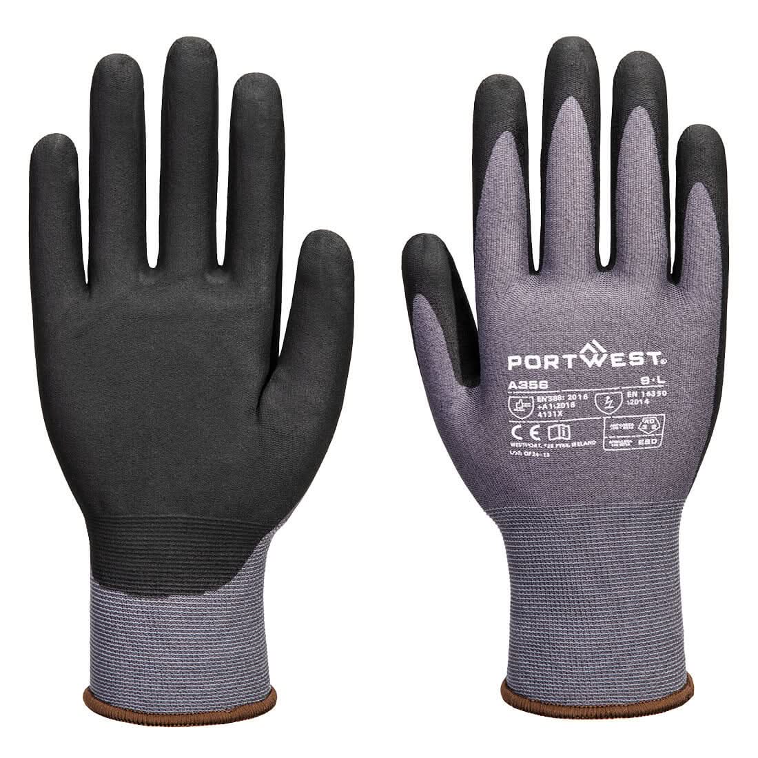 Esd 15 Nitrile Essential Glove (Pk12) A356 - Grey Black - Customisable ESD Gloves