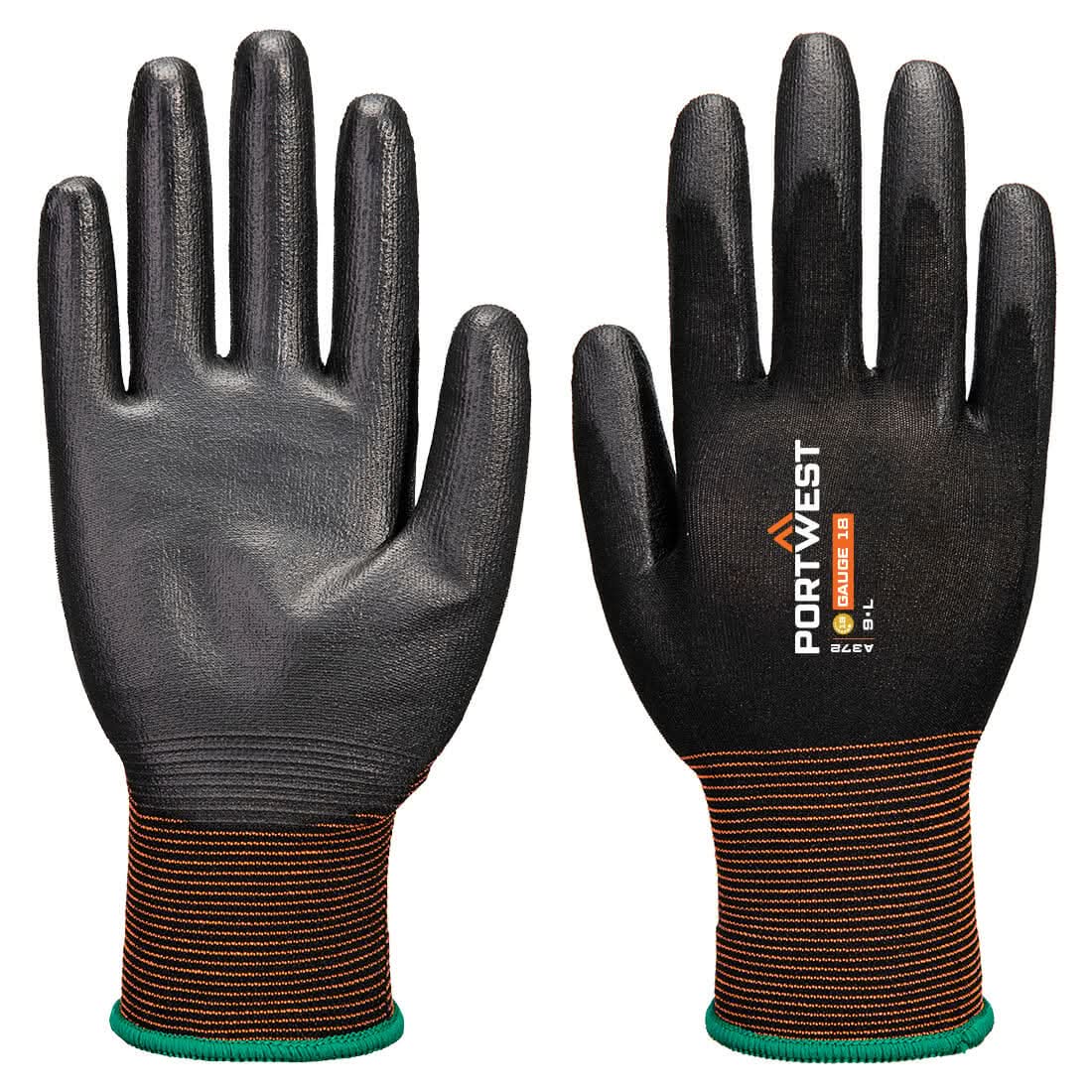 Portwest Gp Grip 18 Pu A372 - Black - Customisable Hand Protection