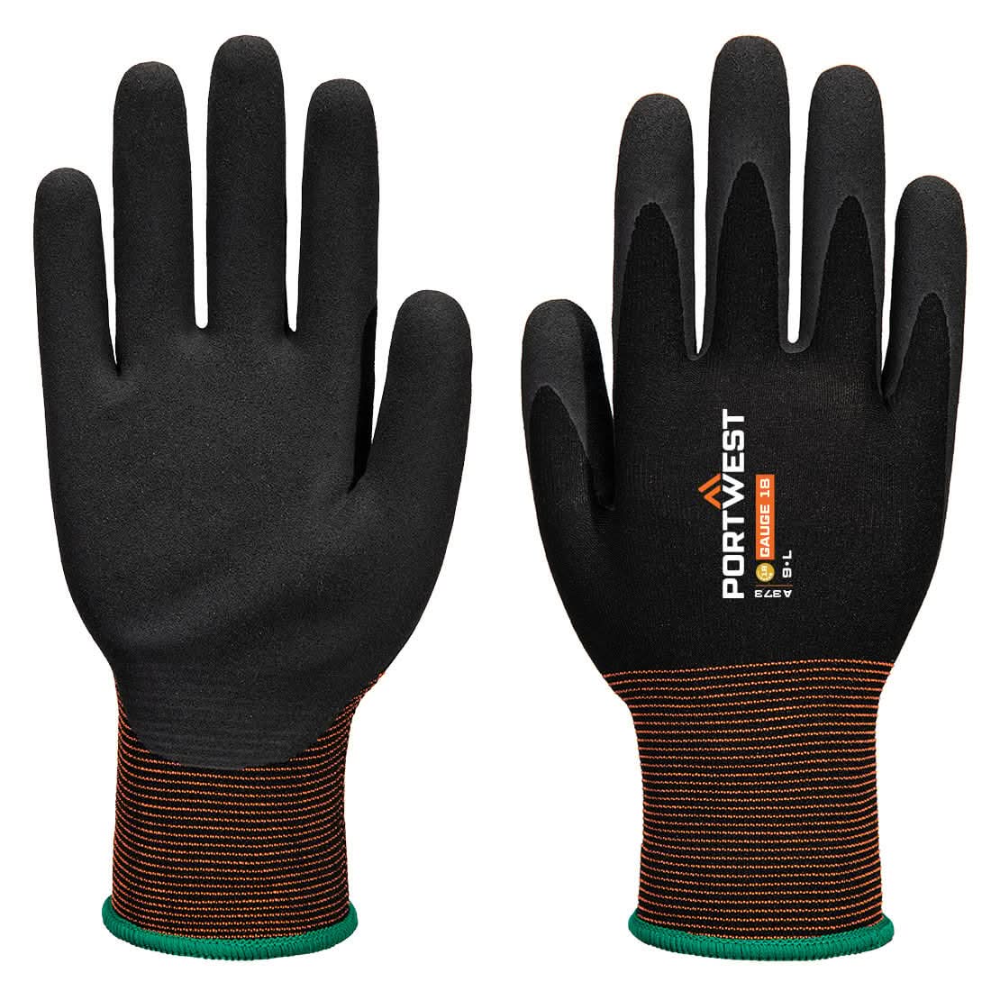 Portwest Gp Grip 18 Latex Sandy A373 - Black - Customisable Hand Protection