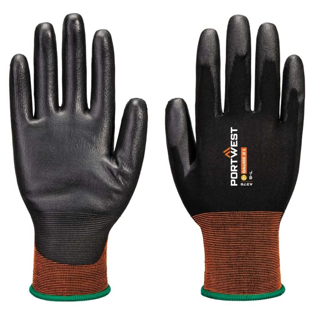 Portwest Gp Grip 21 Pu Glove A376 - Black - Customisable Hand Protection