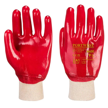 Grip Pvc Knitwrist A400 - Red - Customisable Grip Gloves