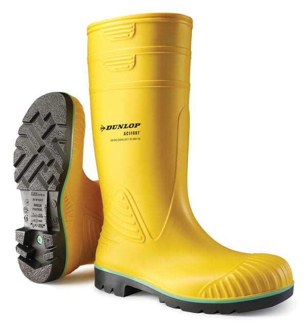 Dunlop Acifort Heavy Duty Wellingtons - Yellow - Customisable Wellingtons