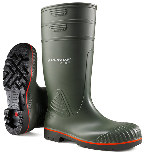 Dunlop Acifort Heavy Duty Full Safety Wellingtons - Green - Customisable Wellingtons