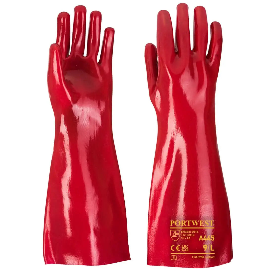 Grip 12 Pvc Gauntlet 45cm A445 - Red XL - Customisable Grip Gloves