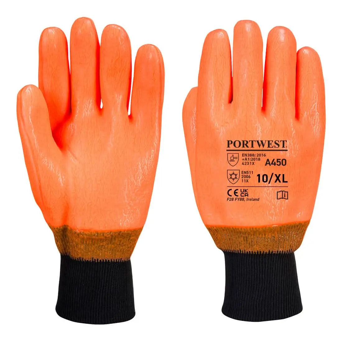 Weatherproof Hi Vis Glove A450 - Orange XL - Customisable Cold Protection Gloves