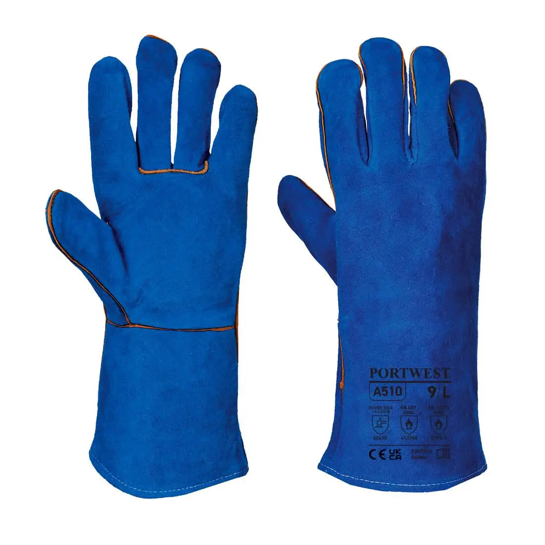 Welders 210 Split Leather Blue Gauntlet A510 - Blue - Customisable Welders Gloves