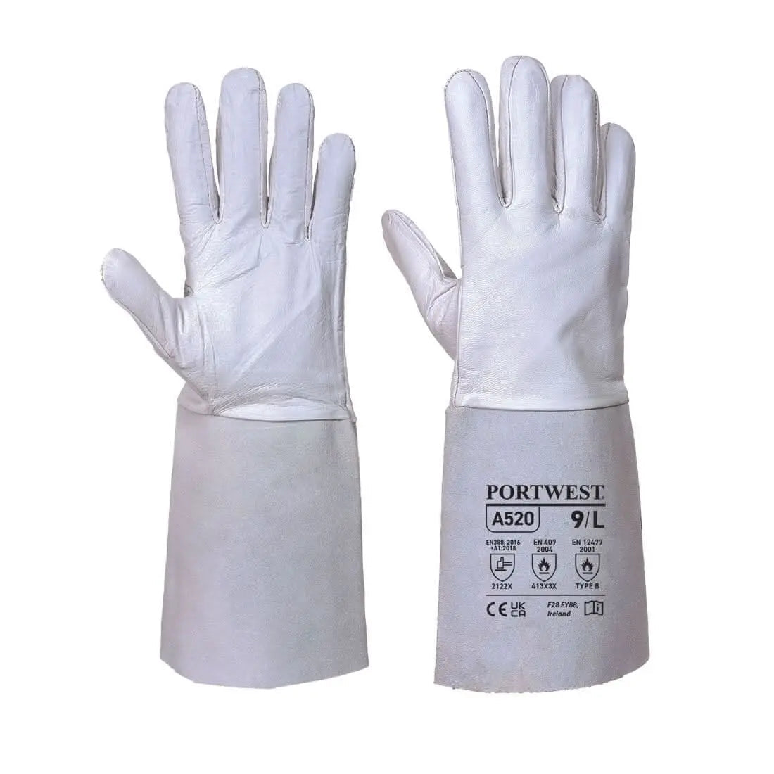 Tig Welders 85 Grain Leather Gauntlet A520 - Grey - Customisable Welders Gloves