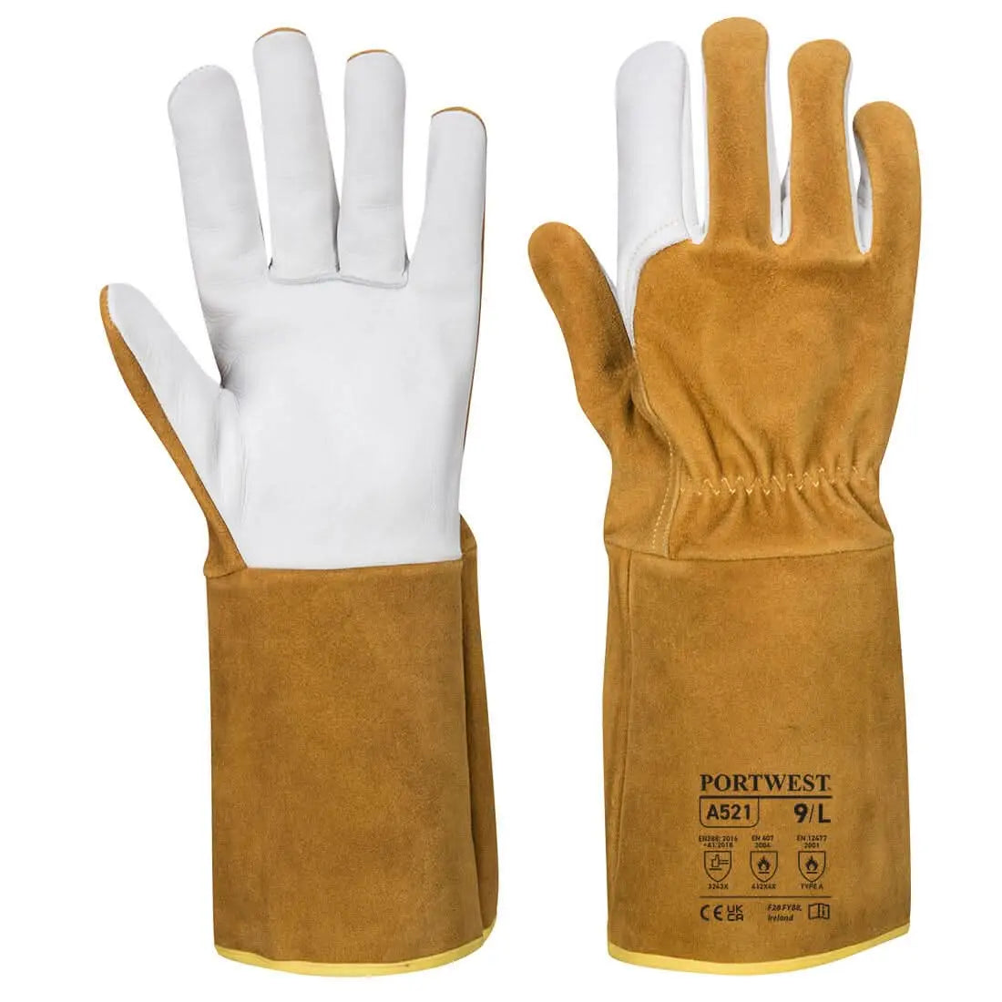Tig Welders 220 Grain Leather Gauntlet A521 - Brown - Customisable Welders Gloves