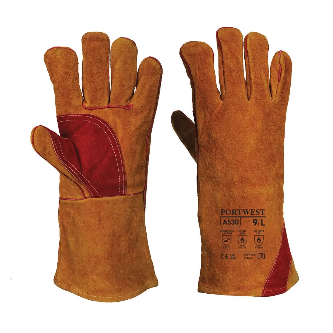 Portwest Reinforced Welding Gauntlet A530 - Brown - Customisable Hand Protection