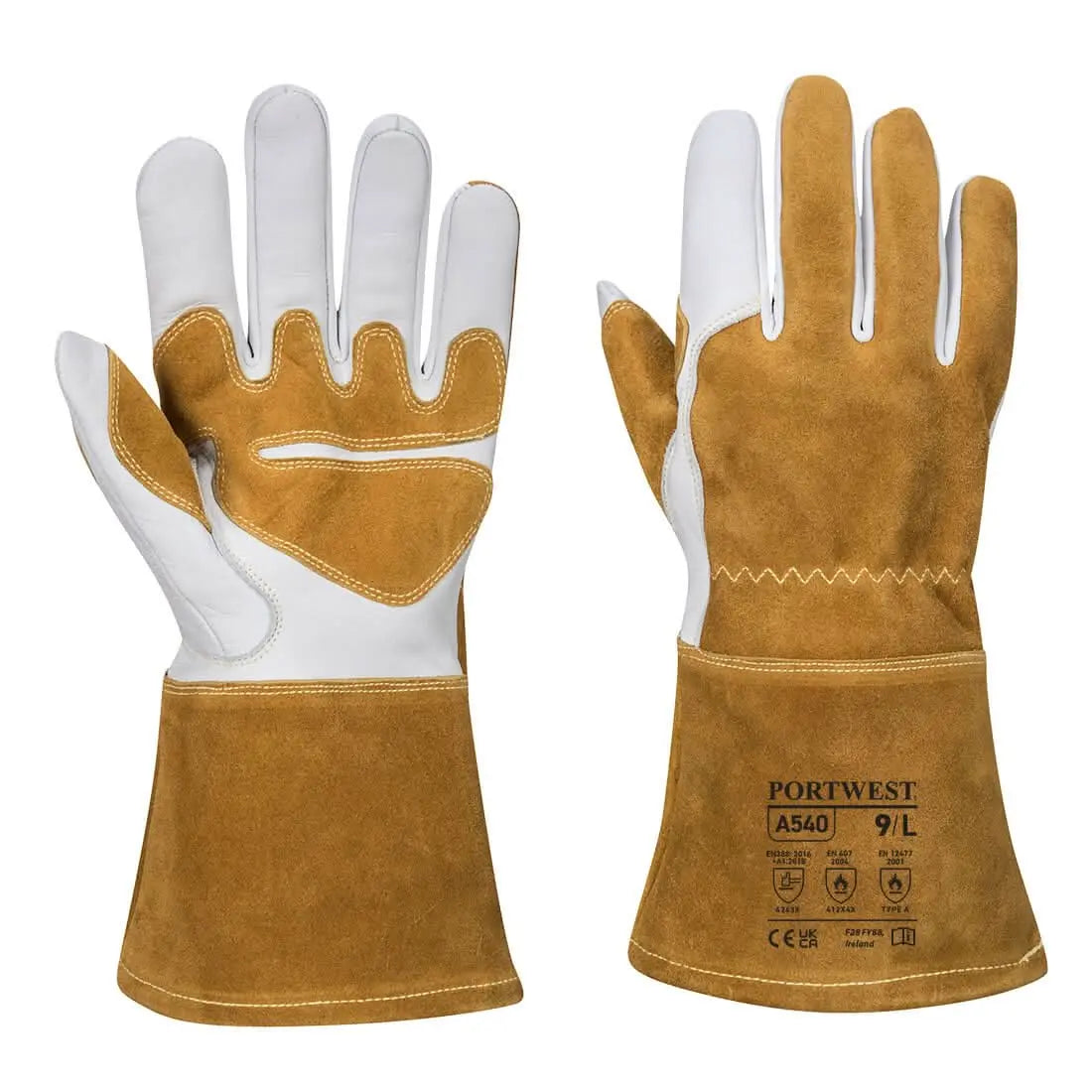 Mig Welders 320 Grain Leather Reinforced Gauntlet A540 - Brown - Customisable Welders Gloves