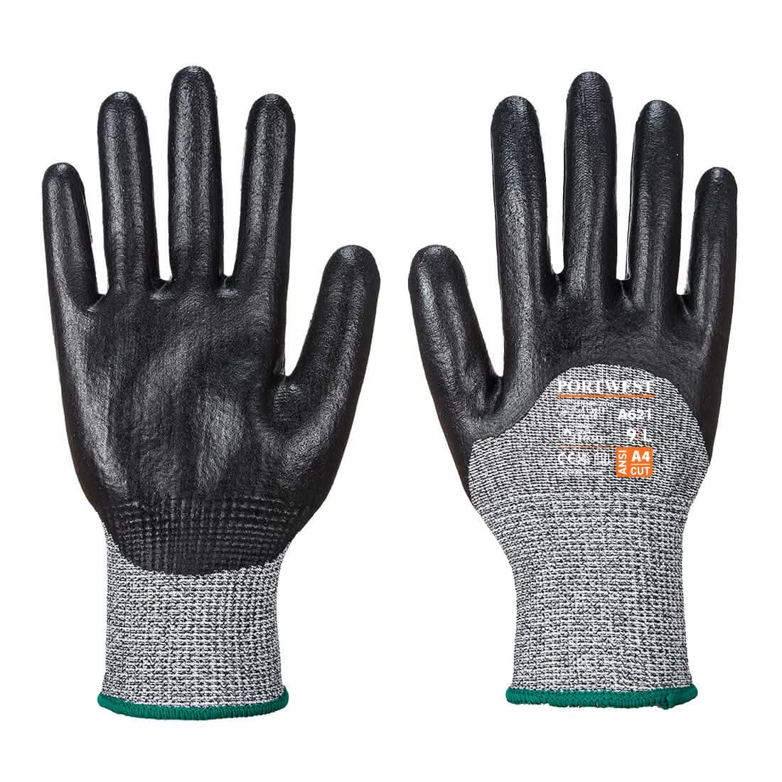 Portwest Cut D13 34 Nitrile Foam Glove A621 - Black - Customisable Hand Protection