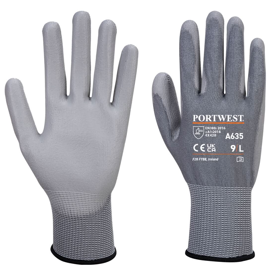 Cut B13 Pu Economy Glove A635 - Grey - Customisable Cut Resistant Gloves