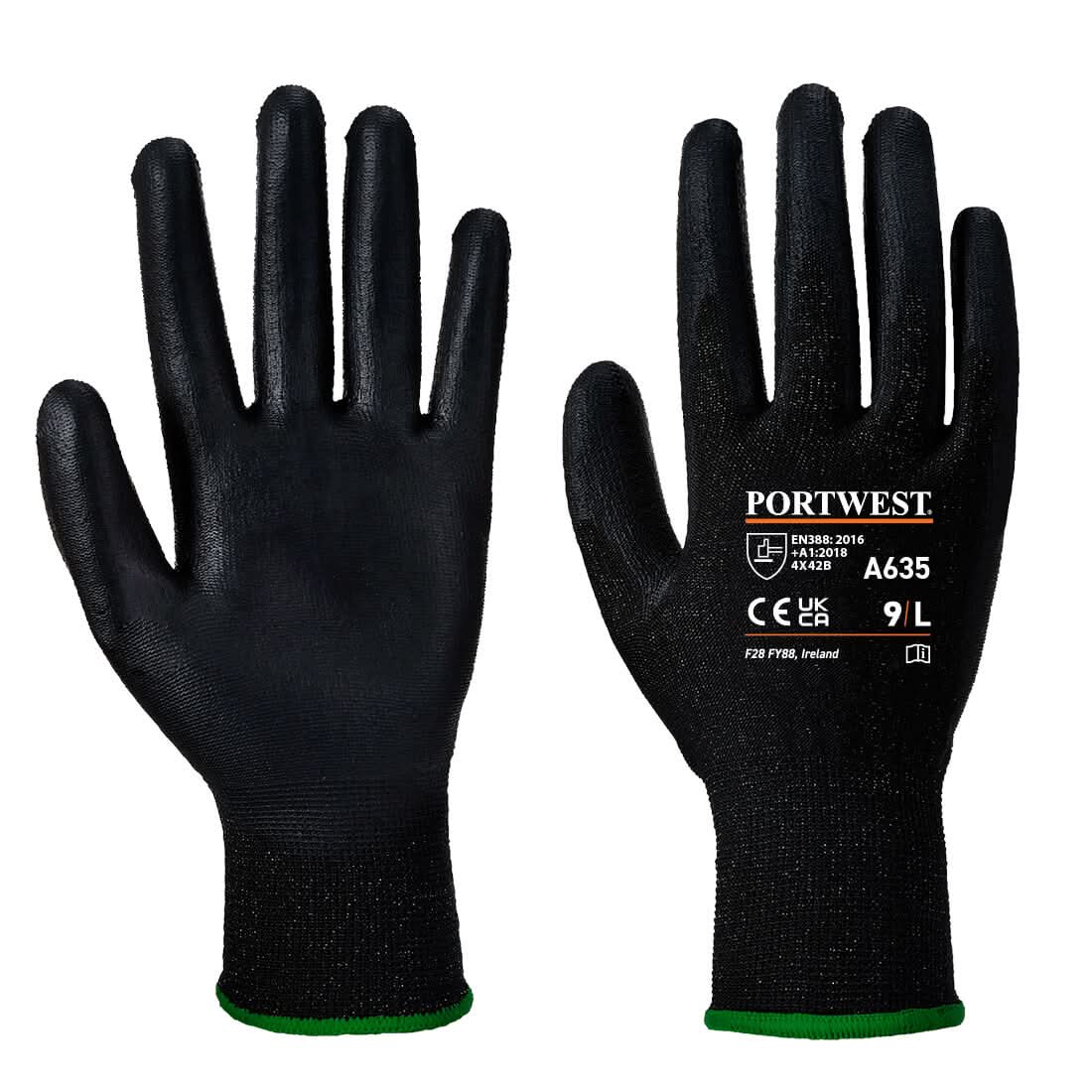 Portwest Cut B13 Pu Economy Glove A635 - Black - Customisable Hand Protection