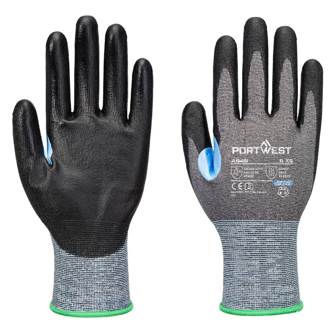 Cs Cut D21 Pu Glove A649 - Grey Black - Customisable Cut Resistant Gloves