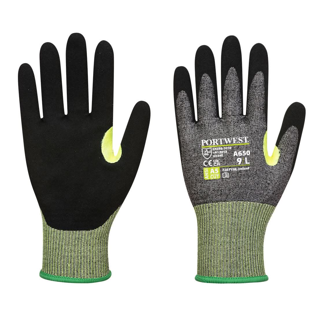 Portwest Cs Cut E15 Nitrile Glove A650 - Grey Black - Customisable Hand Protection