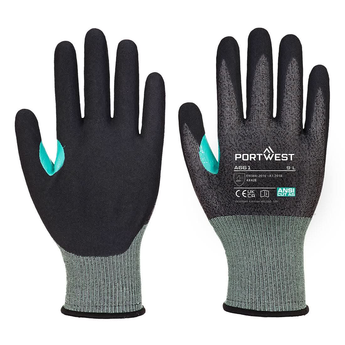 Portwest Cs Cut E18 Nitrile Glove A661 - Black - Customisable Hand Protection