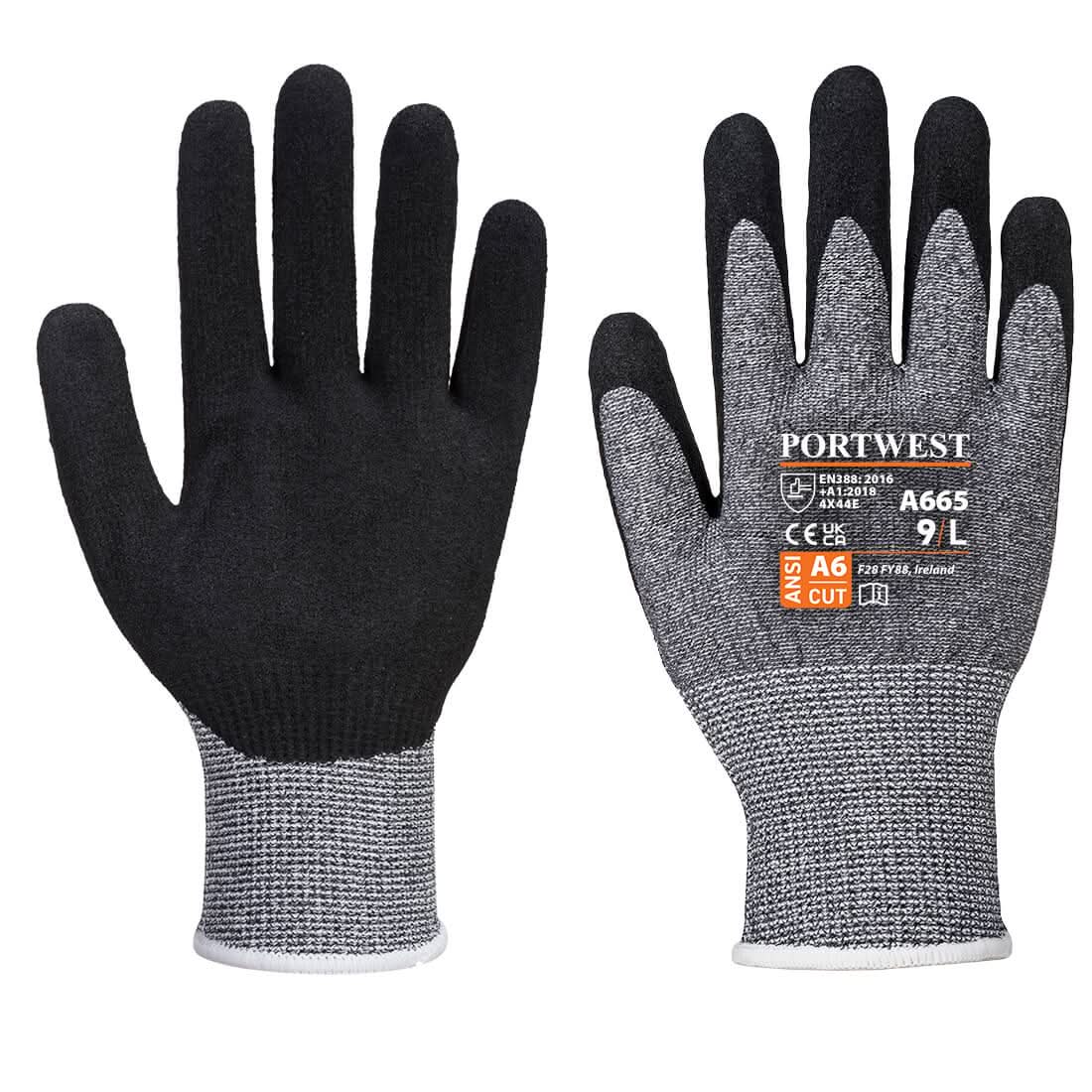Cut E13 Nitrile Glove A665 - Grey - Customisable Cut Resistant Gloves