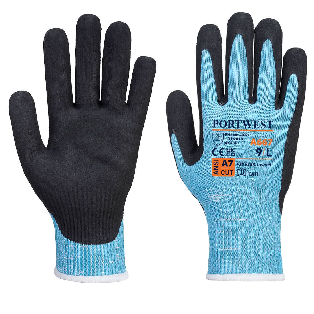 Portwest Claymore Cut F13 Nitrile Glove A667 - Blue Black - Customisable Hand Protection