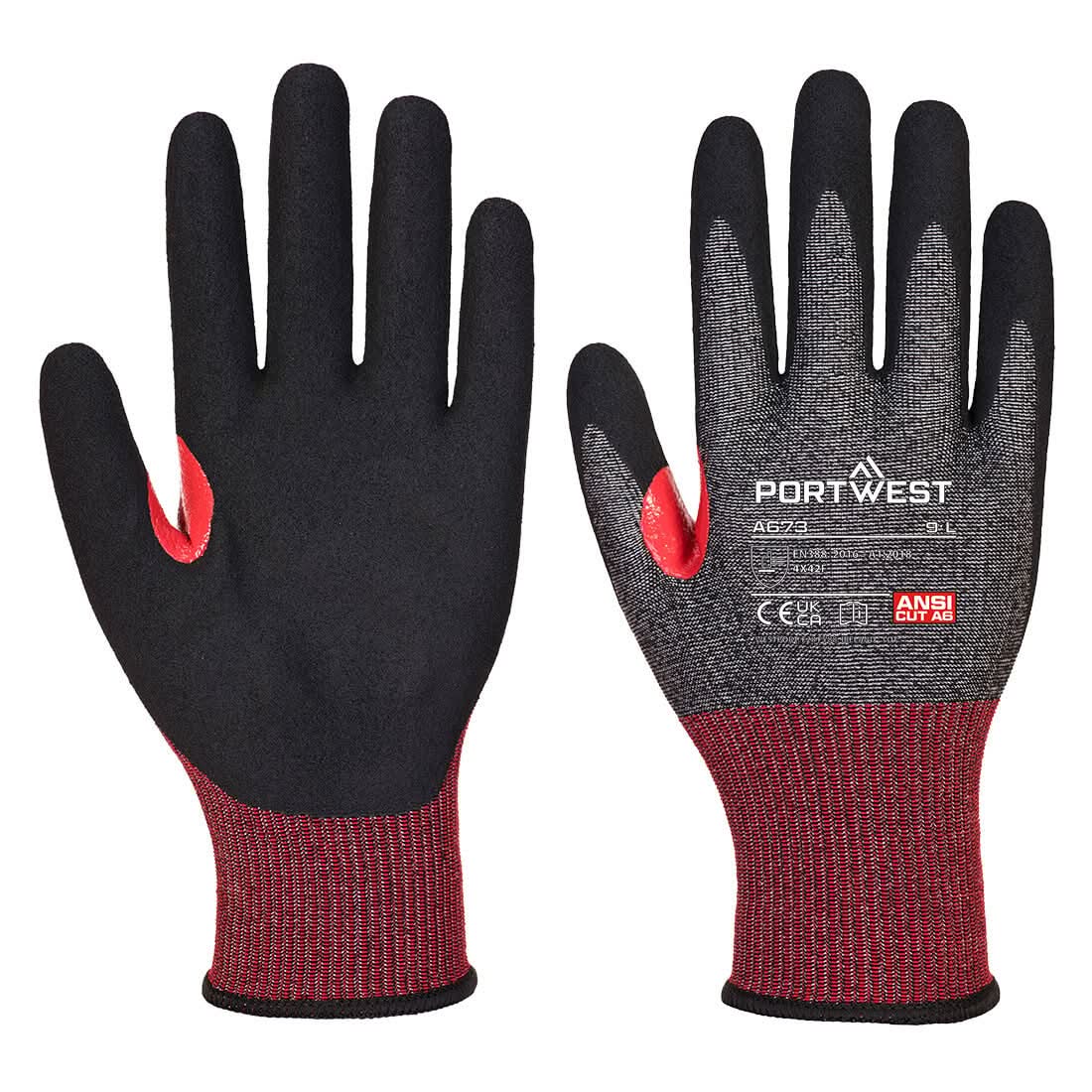 Portwest Cs Cut F18 Nitrile Glove A673 - Black - Customisable Hand Protection
