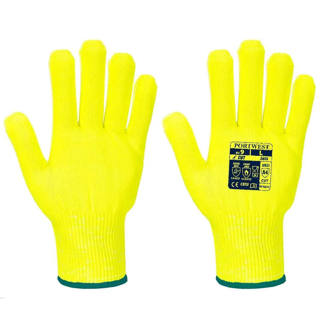 Cut D13 Viz Tex Liner Glove A688 - Yellow - Customisable Cut Resistant Gloves
