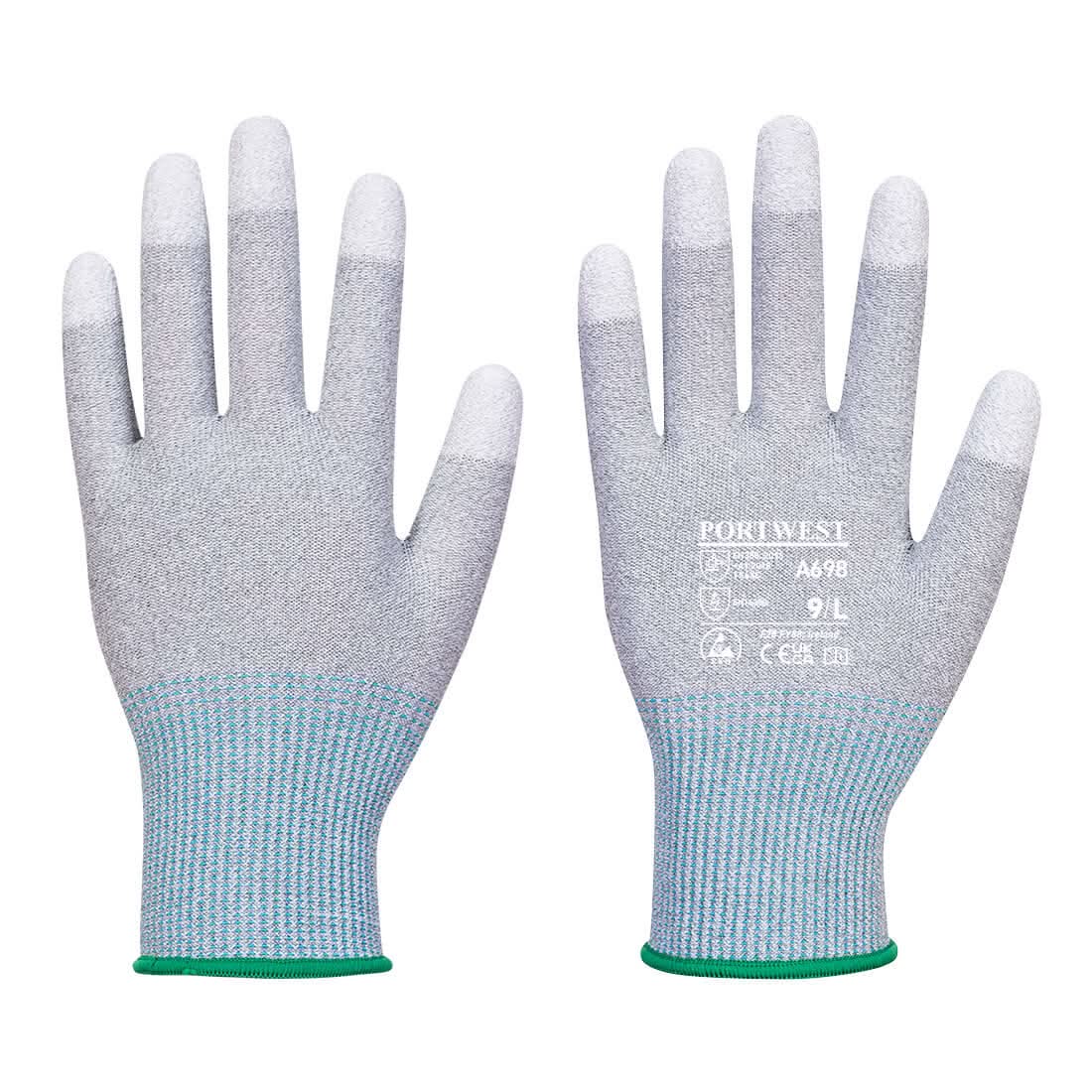 Mr13 Esd Pu Fingertip Glove A698 - Grey White - Customisable Cut Resistant Gloves