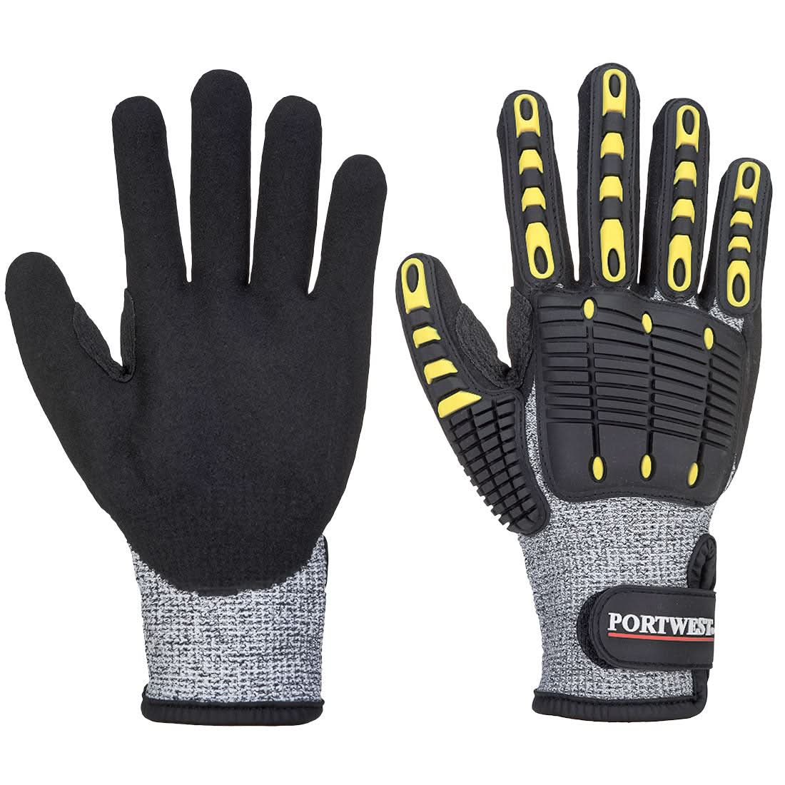 Portwest Anti Impact Cut Resistant Glove A722 - Grey Black - Customisable Hand Protection