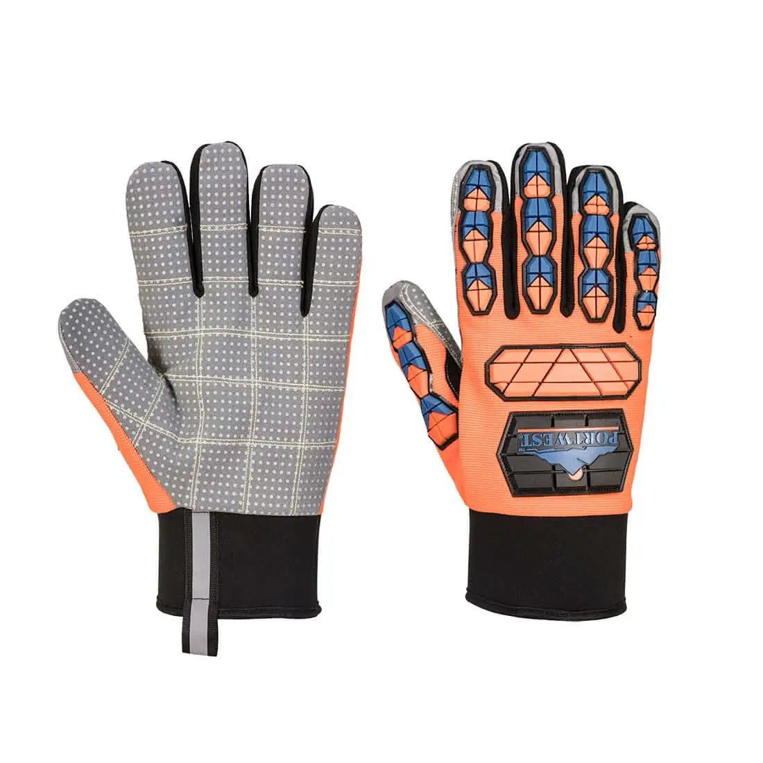 Impact B205 Waterproof Dotted Palm Glove A726 - Orange Blue - Customisable Impact Gloves