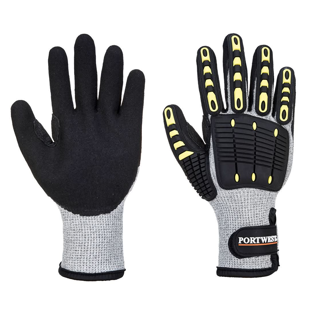 Portwest Anti Impact Cut Resistant Thermal Glove A729 - Grey Black - Customisable Hand Protection