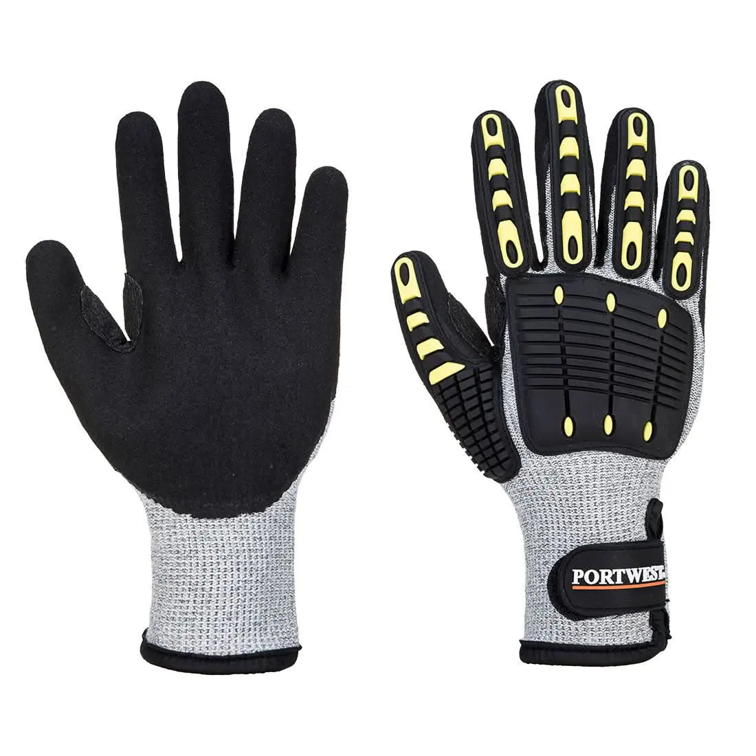 Impact C13 Nitrile Foam Reinforced Palm Thermal Glove A729 - Grey Black - Customisable Impact Gloves