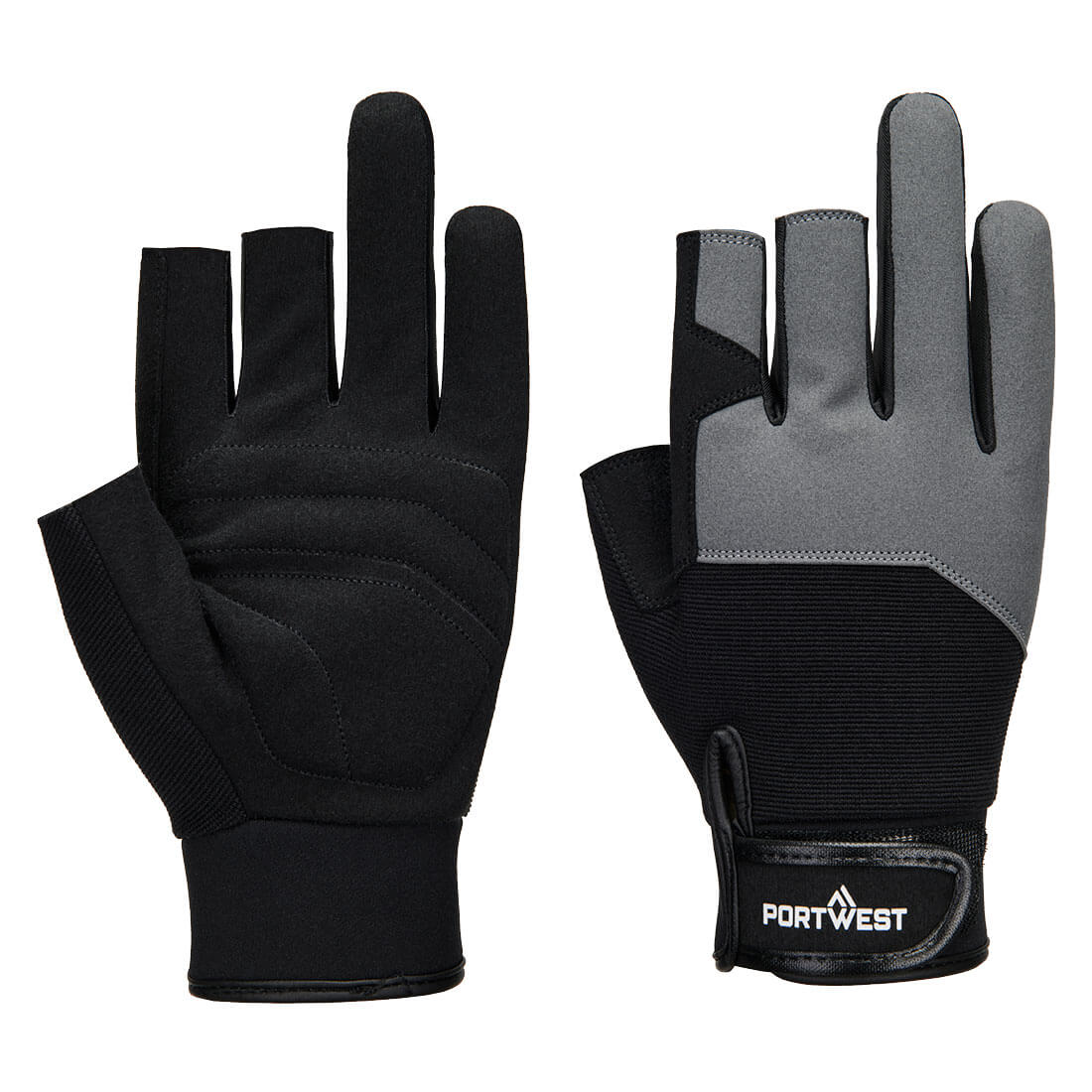 Mechanic Fingerless Gloves A741 - Black - Customisable Gloves