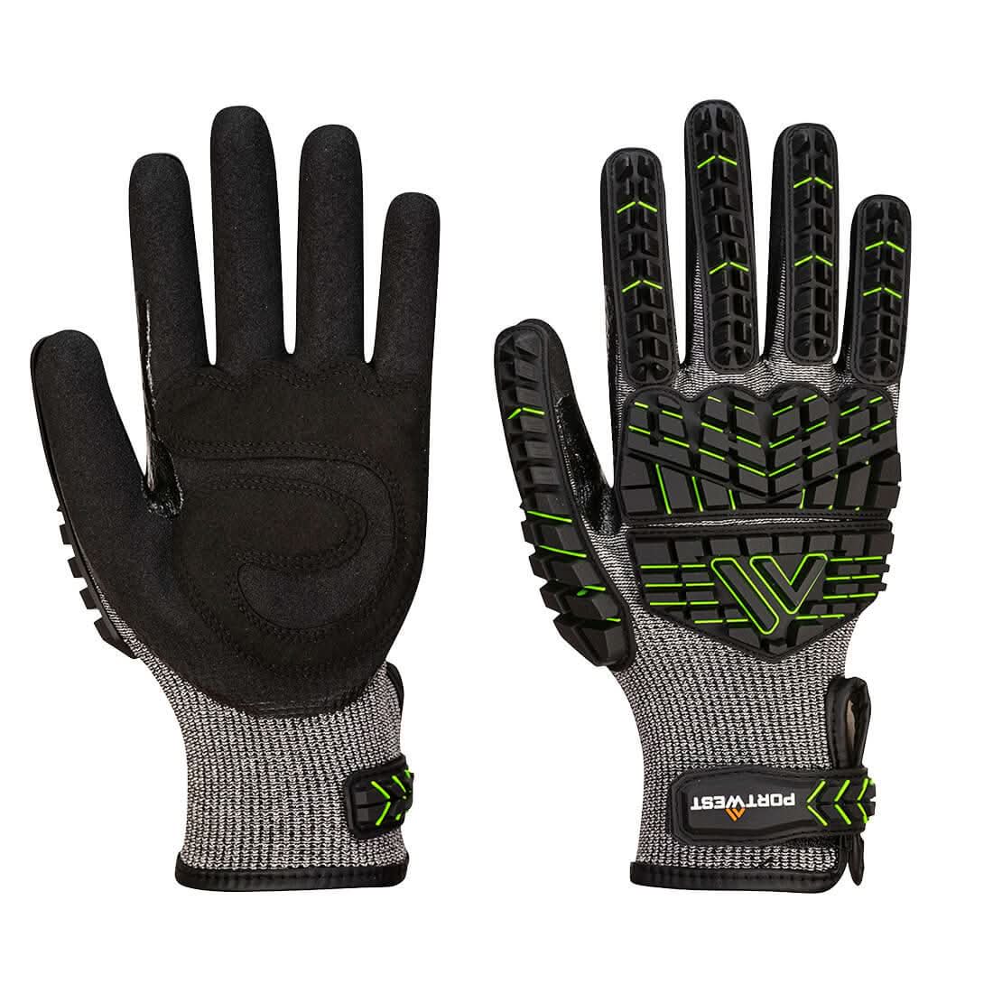 Portwest Vhr15 Nitrile Foam Impact Glove A755 - Black Green - Customisable Hand Protection