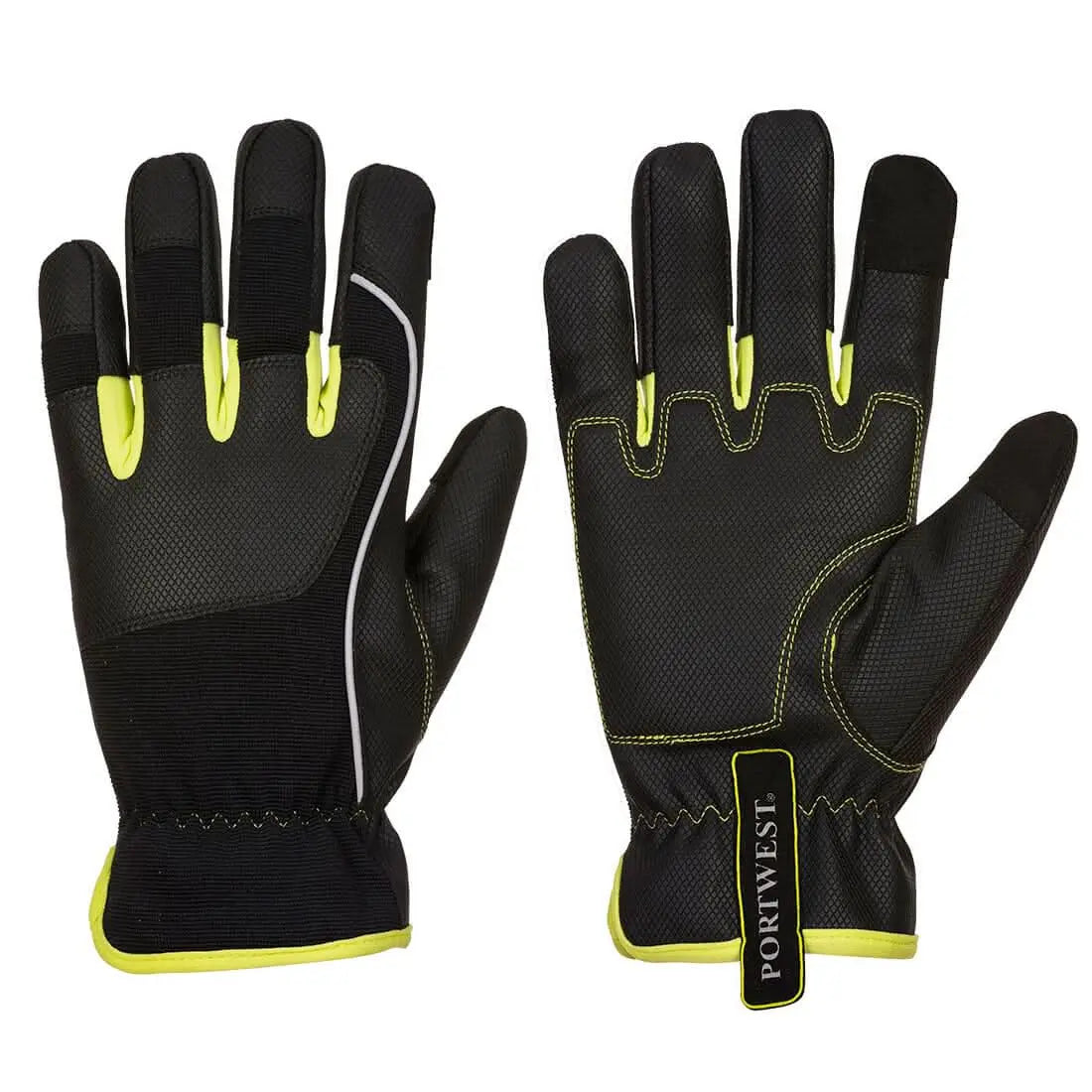 Pw3 Mechanic 540 Pu Reinforced Palm Glove A771 - Black Yellow - Customisable General Handling Gloves