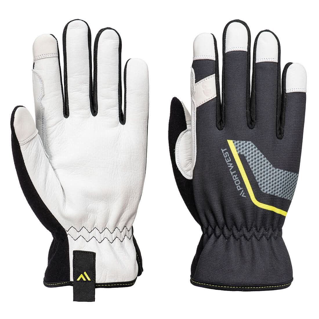 Portwest Stretch Utility Leather Glove A775 - Black - Customisable Hand Protection