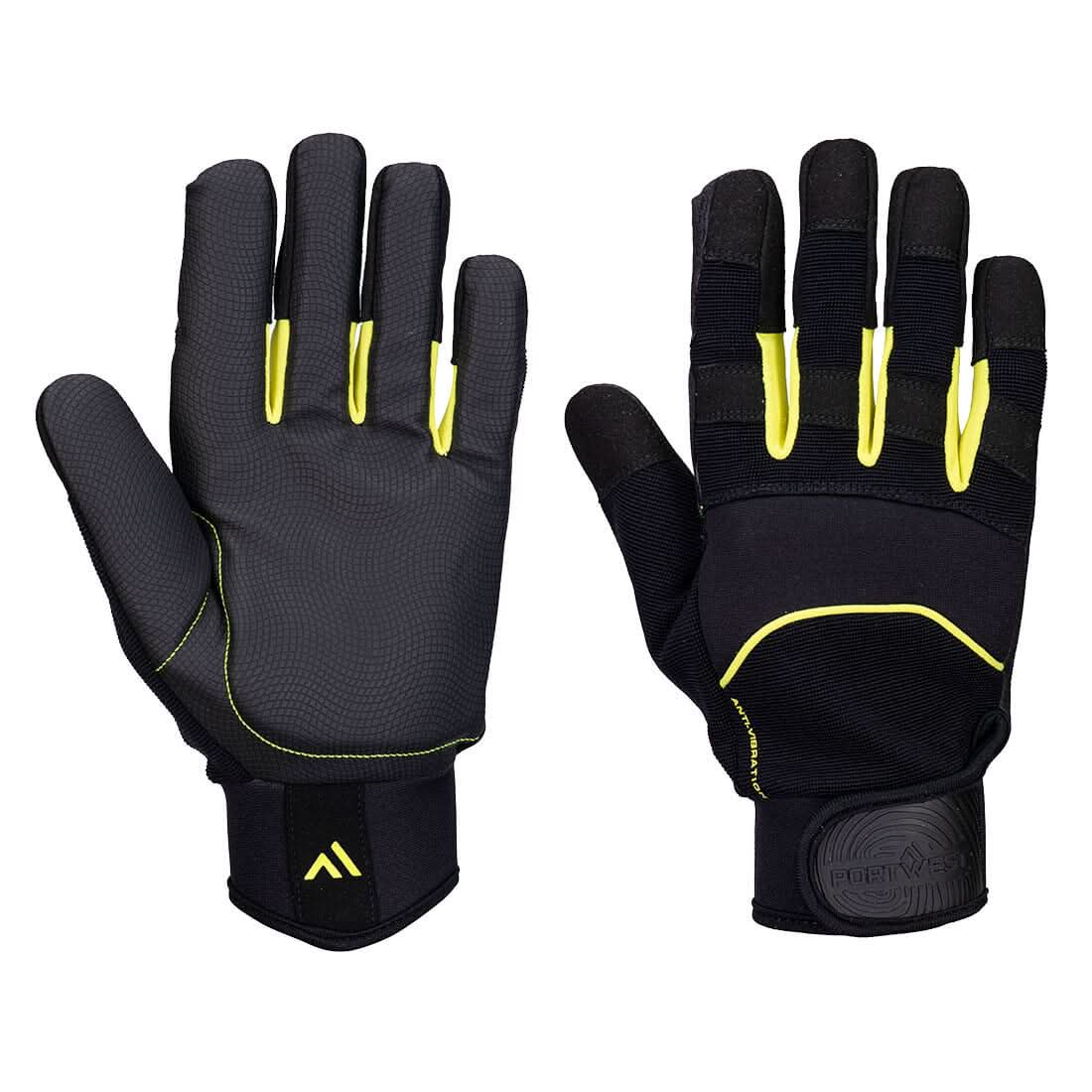 Portwest Mechanics Anti Vibration Glove A791 - Black - Customisable Hand Protection