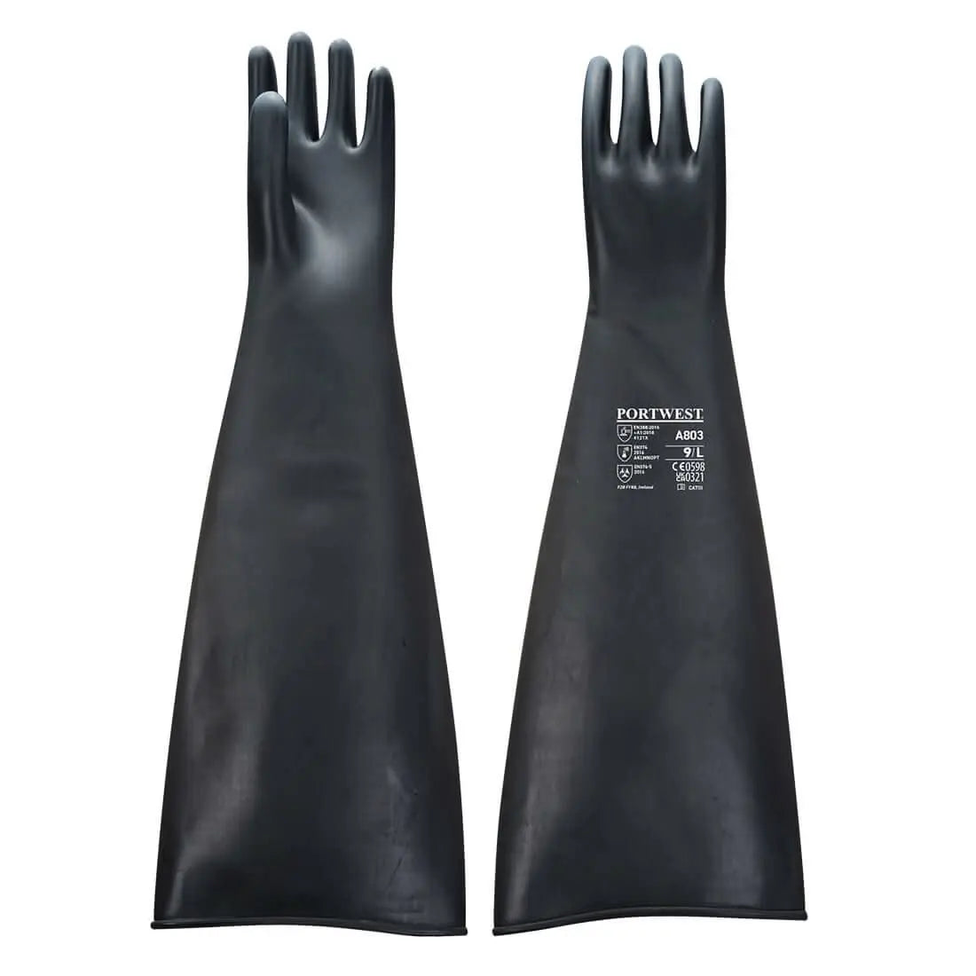 Chem 600 Latex Heavyweight Gauntlet A803 - Black - Customisable Chemical Gloves
