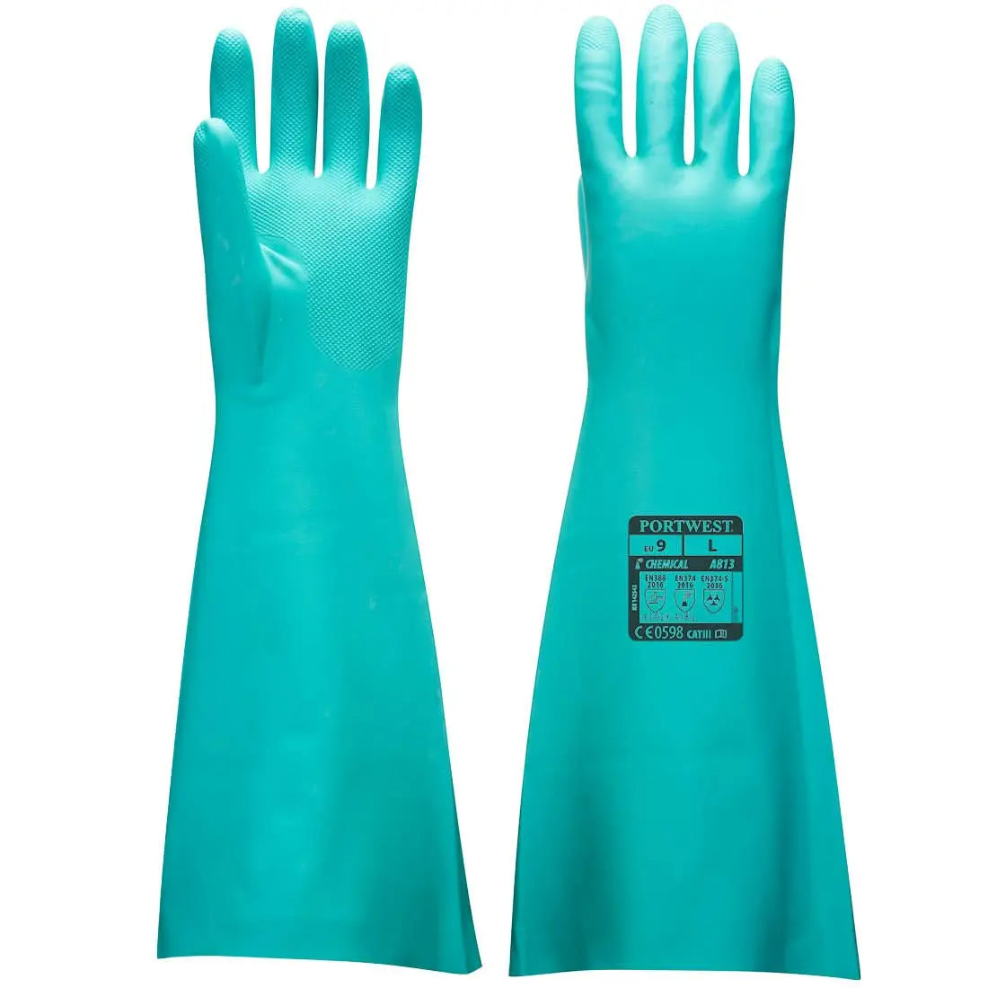 Chem 480 Nitrile Extended Gauntlet A813 - Green - Customisable Chemical Gloves
