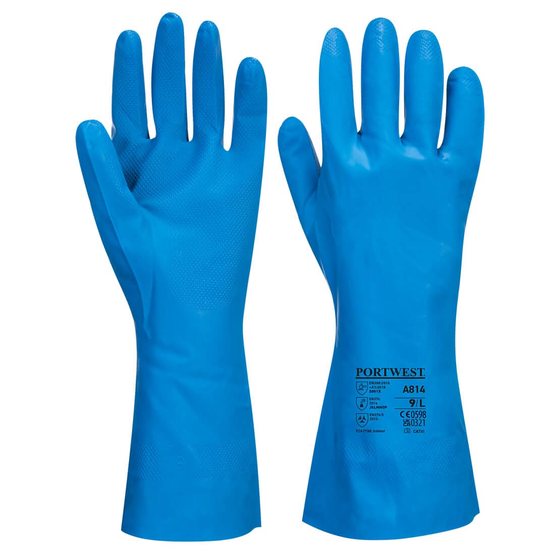 Portwest Food Approved Nitrile Gauntlet A814 - Blue - Customisable Hand Protection
