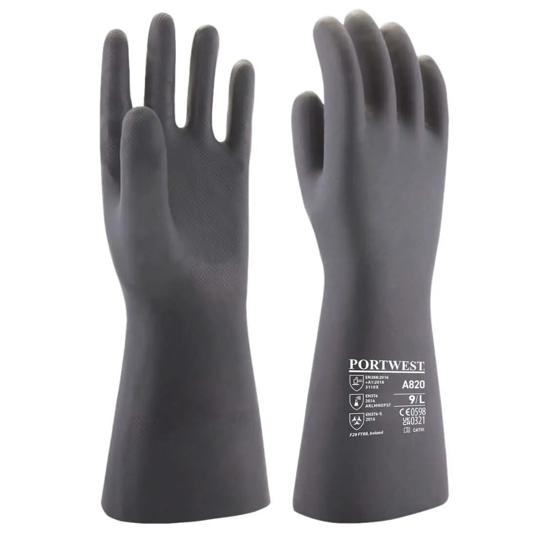 Chem 380 Neoprene Gauntlet A820 - Black - Customisable Chemical Gloves