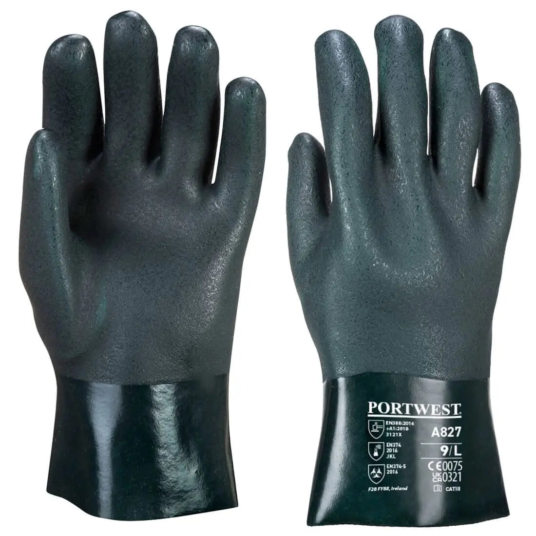 Chem 270 Pvc Double Dipped Gauntlet A827 - Green XL - Customisable Chemical Gloves