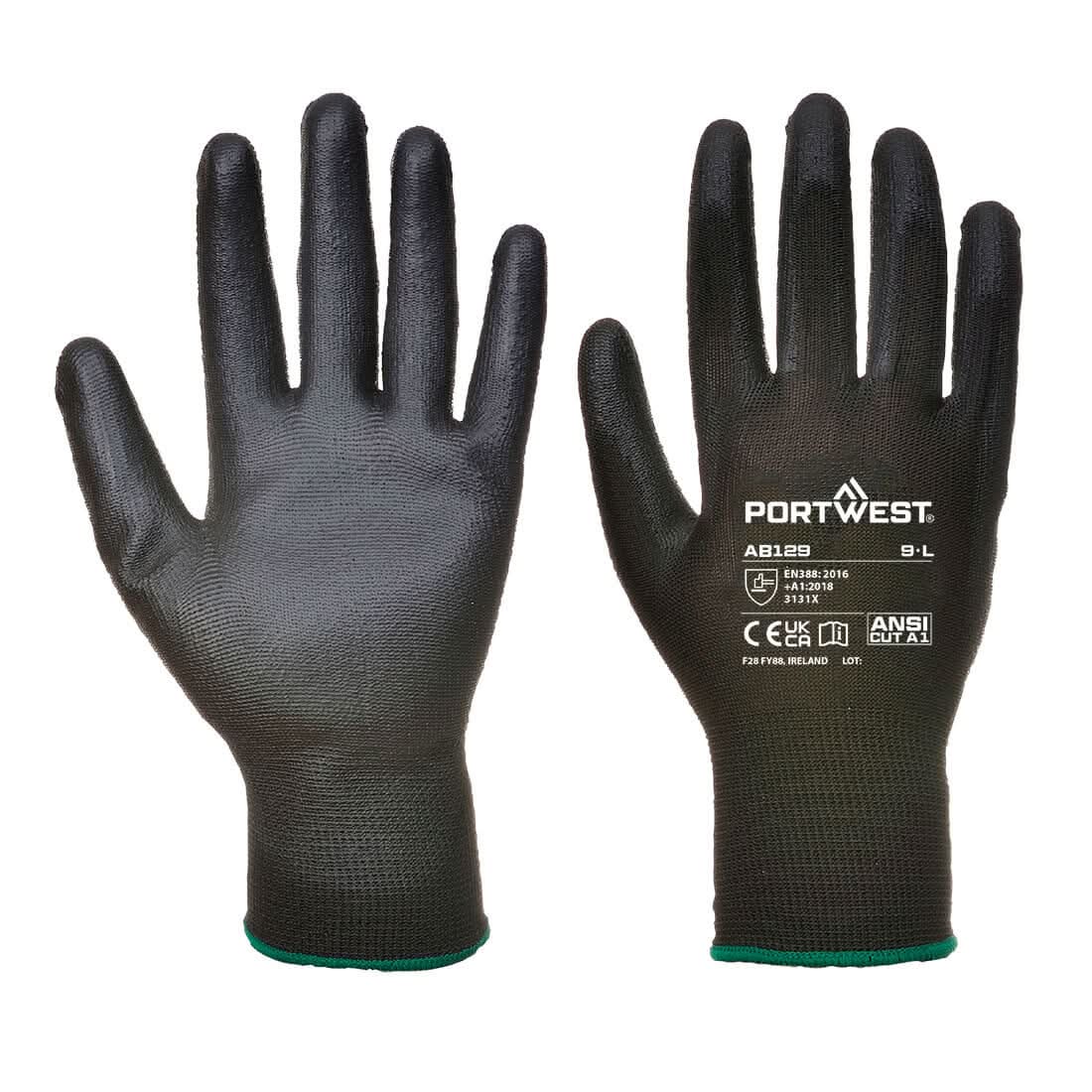 Portwest Pu Palm Glove 288 Pairs AB129 - Black - Customisable Hand Protection